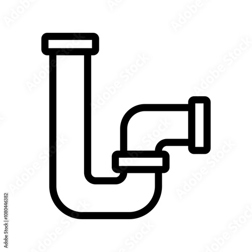 Water pipes icon linear logo mark in black and white