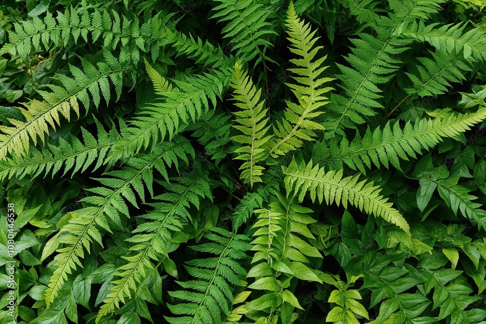 A Maze of Leafy Fern Fronds with Natural Green Texture A Maze of Leafy Fern Fronds with Natural Green Texture