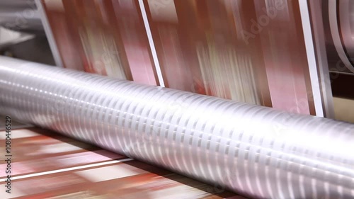 printing roll press in operation