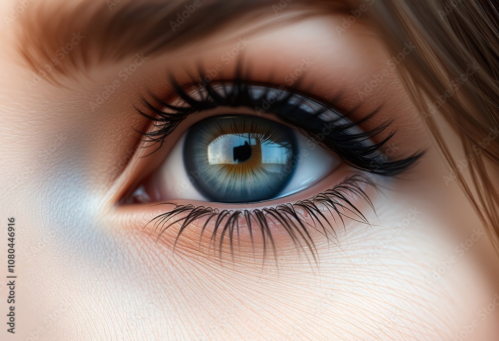 Close up of a Woman s Blue Eye Detailed Iris Eyelashes Skin Texture Close up of a Woman s Blue Eye Detailed Iris Eyelashes Skin Texture