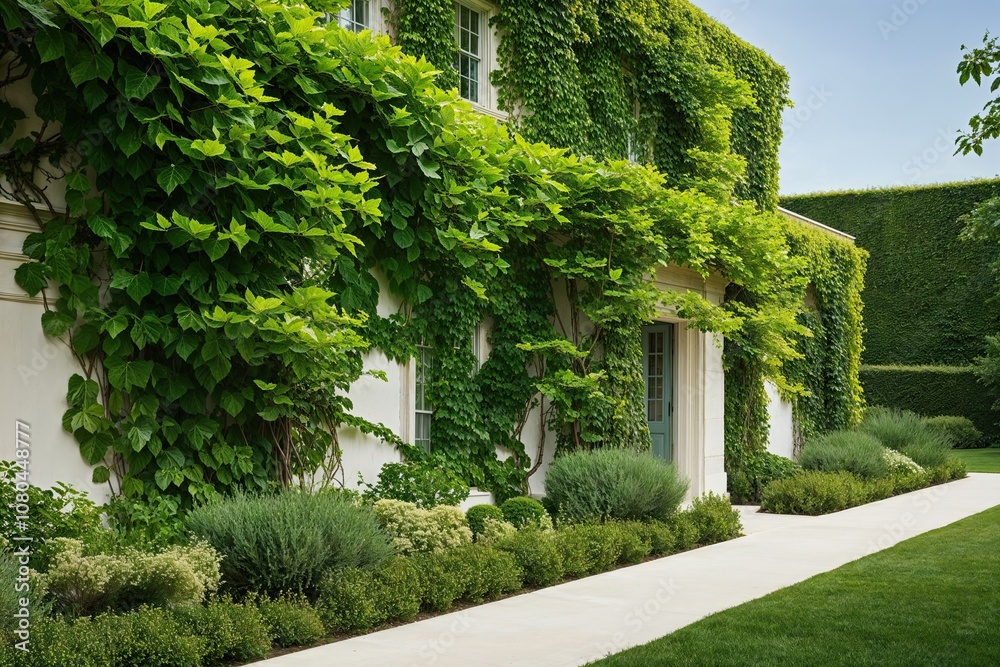 Vibrant Climbing Ivy and Abundant Foliage in a Serene Natural Setting Vibrant Climbing Ivy and Abundant Foliage in a Serene Natural Setting