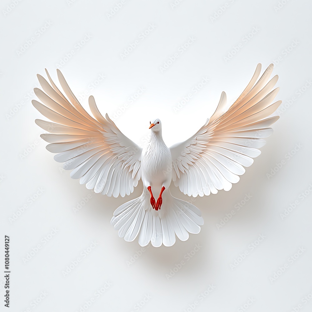 Obraz premium The illustration features a beautiful and serene depiction of the Holy Spirit as a white dove, with its wings wide open in a symbol of peace and divine grace