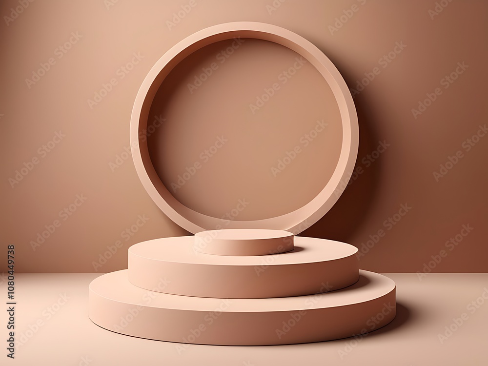 Product pedestal on green natural background Product pedestal on green natural background