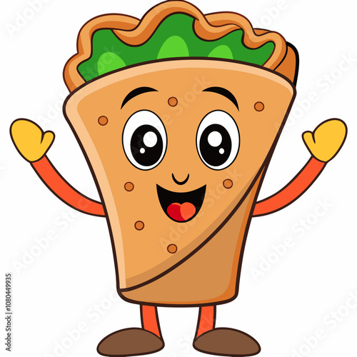 Cute Smiling Burrito Mascot Cartoon Vector Illustration