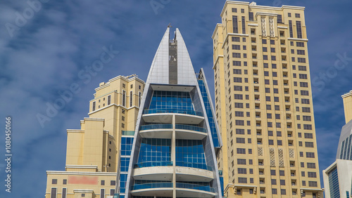 Dubai Marina towers in Dubai at day time timelapse hyperlapse