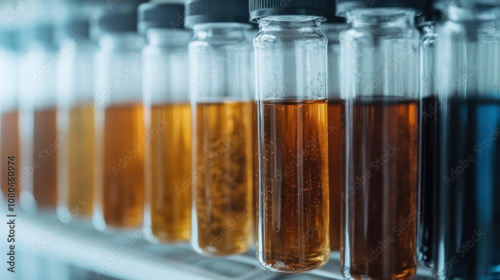 A row of test tubes filled with vibrant colored liquids, representing scientific exploration and analysis, capturing a scene of chemical and analytical intrigue.