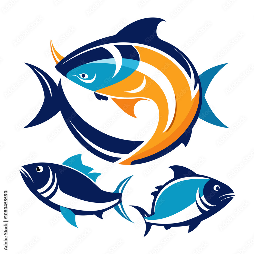 Fototapeta premium Fish for fissures logo concept for business branding