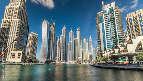 Dubai Marina towers in Dubai at day time timelapse hyperlapse