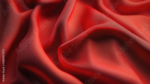 A close-up view of rich, textured red fabric draping elegantly in soft waves.