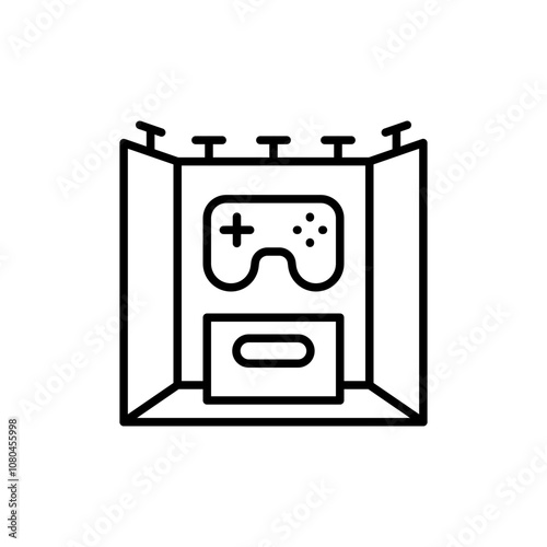 Game exhibition outline icons, minimalist vector illustration ,simple transparent graphic element .Isolated on white background