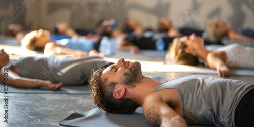 Enhance relaxation, harmony, mindfulness, and flexibility by joining a group yoga session in a tranquil communal setting, fostering overall wellbeing and promoting a sense of peace and balance