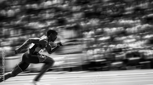 Sprinter Crossing Finish Line in Olympic 100m Final