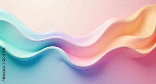 Liquid Forms in Teal, Magenta, Orange, and Cyan, undulating in dreamlike lines on a soft gradient background, rendered in Blender Cycles for a vibrant, modern effect.