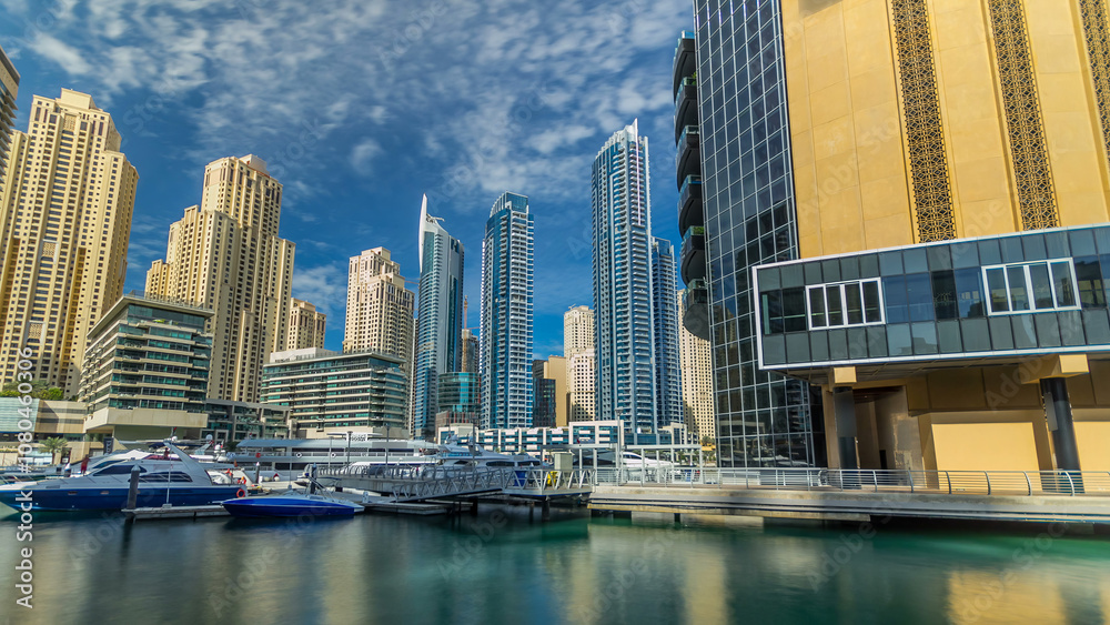 Obraz premium Dubai Marina towers in Dubai at day time timelapse hyperlapse