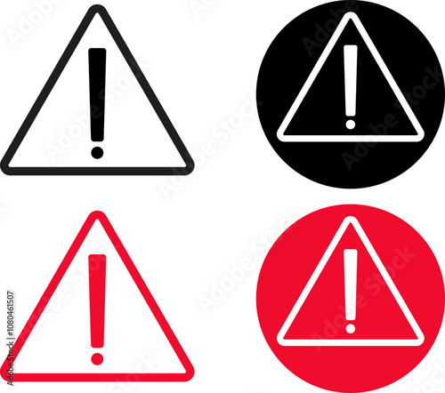 Exclamation danger icon set .attention sign. attention sign. Warning attention symbol.
