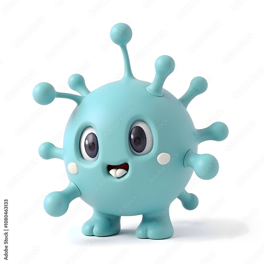 Cheerful Cartoon Virus Character Cheerful Cartoon Virus Character