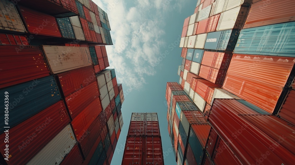Fototapeta premium container ,container ship,import export and business logistic,By crane ,Trade Port , Shipping,cargomaritime