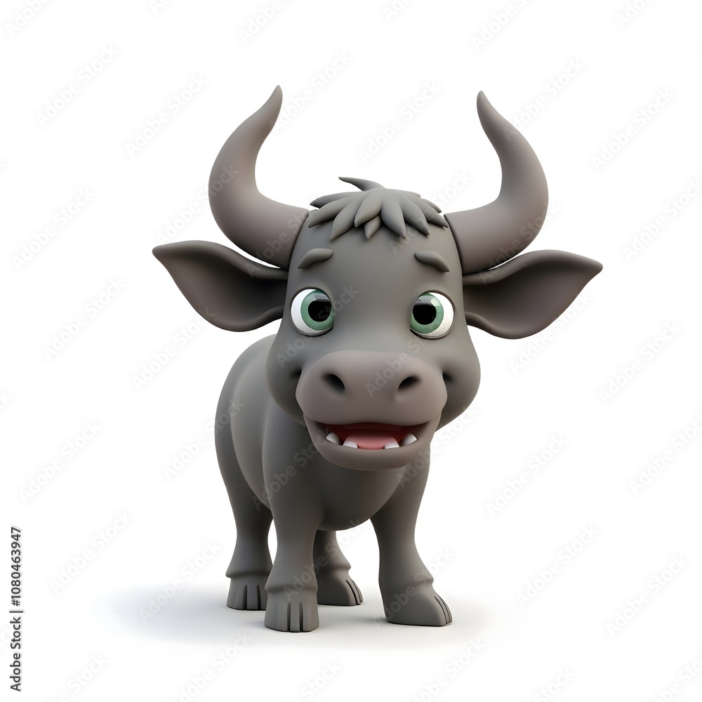 Playful Cartoon Water Buffalo Playful Cartoon Water Buffalo