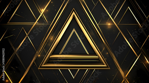 Abstract composition with gold triangle shapes and opulent golden lines , symmetry, abstract, composition, gold, triangle. Opulent. Illustration photo