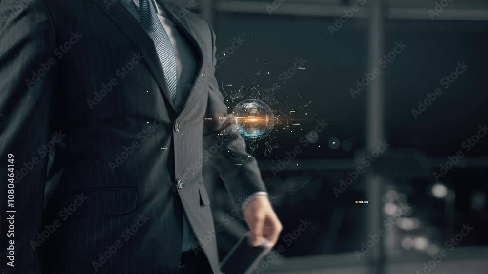 enterprise ai- businessman working with virtual reality at office.