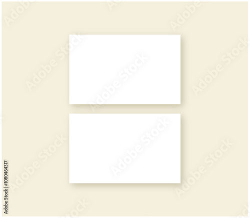 Minimalist and elegant mockup of professional business cards in white and beige color.