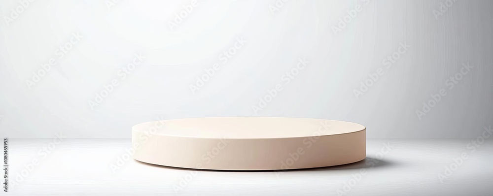 A Warm Beige podium with a smooth surface, placed on a white background with a subtle shadow effect, beige podium, simple A Warm Beige podium with a smooth surface, placed on a white background with a subtle shadow effect, beige podium, simple