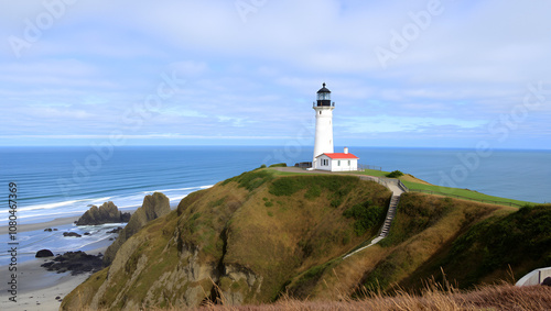 Heceta Head Lighthouse With Beach View, Oregon photo