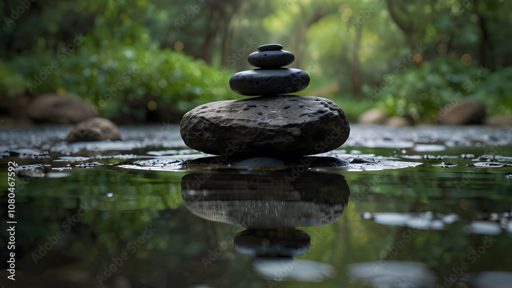 Spa concept with Zen basalt stones Spa concept with Zen basalt stones