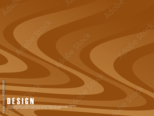 Abstract futuristic brown curved lines on brown background. Vector horizontal template for digital luxury business banner, contemporary formal invitation, luxury voucher, etc.