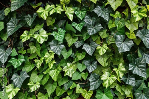 Lush Tropical Garden Displaying Realistic Ivy Foliage and Textured Leaf Varieties