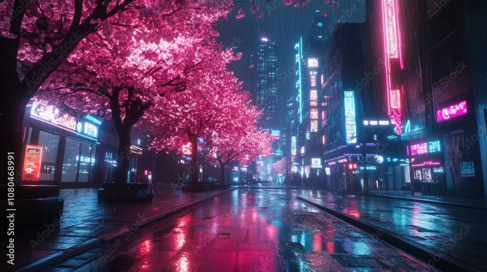 Rainy Night in a Neon City Rainy Night in a Neon City