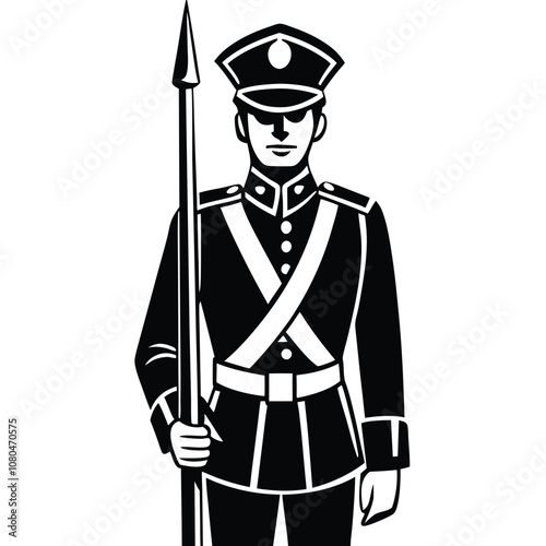 honor guard silhouette vector illustration