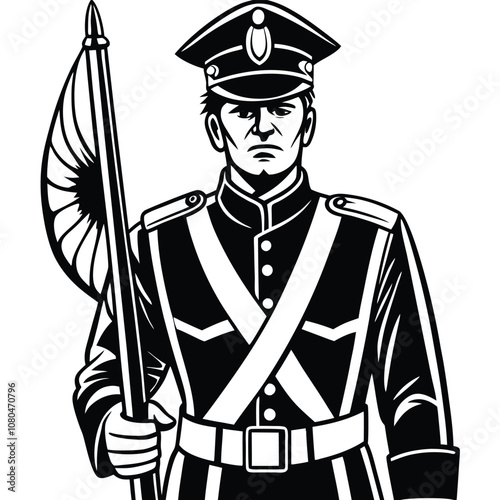 honor guard silhouette vector illustration