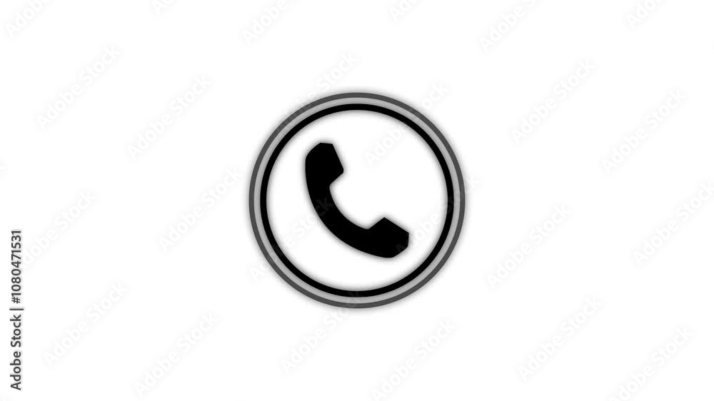 black color Incoming call ring icon animation with white background.