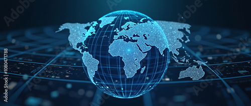 digital world abstract map binary