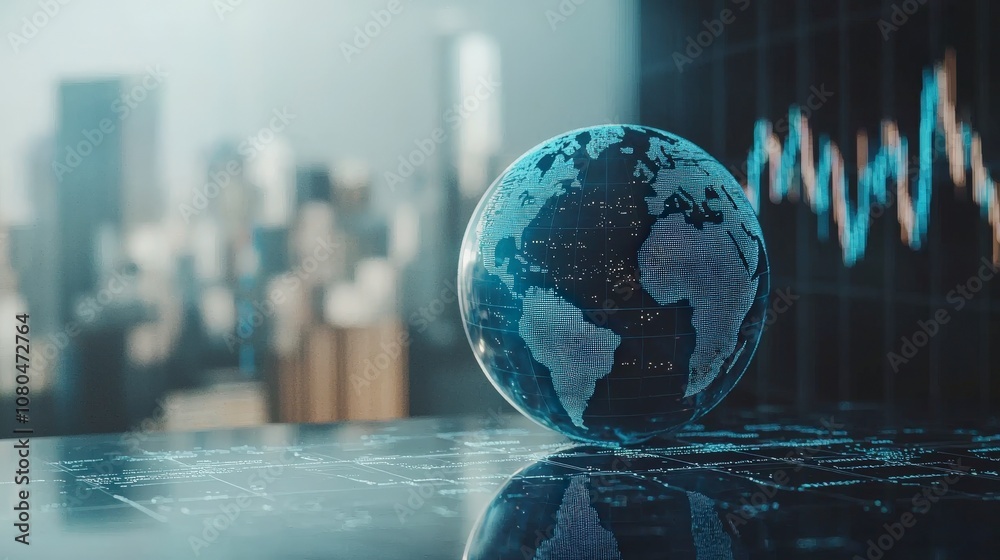A digital representation of the globe sits against a backdrop of abstract cityscape patterns, highlighting the merging of global connectivity and urban environments. A digital representation of the globe sits against a backdrop of abstract cityscape patterns, highlighting the merging of global connectivity and urban environments.