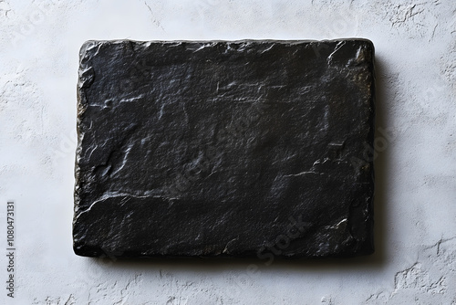 Ancient Roman rectangular stone tablet slate black rock. photo