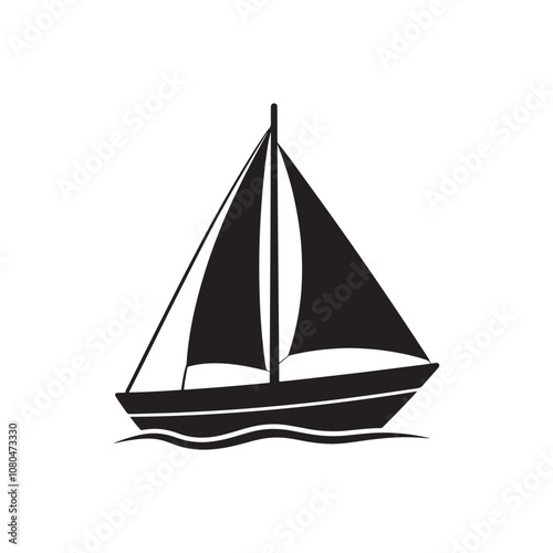 caribbean business cargo sailing vessel transport sailboat in sea ocean water pirate boat icon silhouette vector art flat design illustration