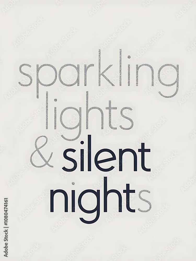 Fototapeta premium Christmas modern minimalist t-shirt design that reads Sparkling Lights & Silent Nights
