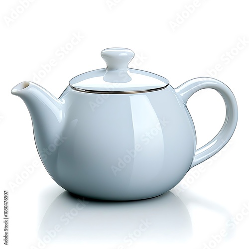 This teapot is made of high quality ceramic, featuring a sleek white finish and a rounded body with a curved handle and spout