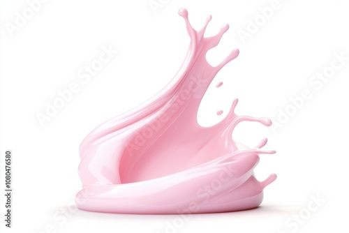 Pink cream splash, white isolate background.