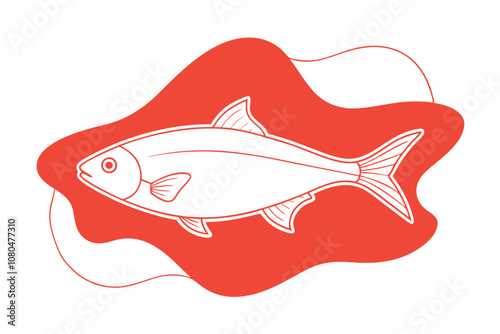 Redfish Line Art Vector photo