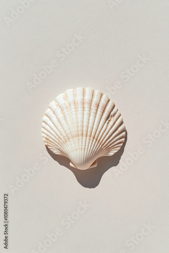 Elegant Seashell on Beige Background photo