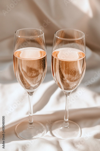 Two Glasses of Sparkling Rosé Champagne