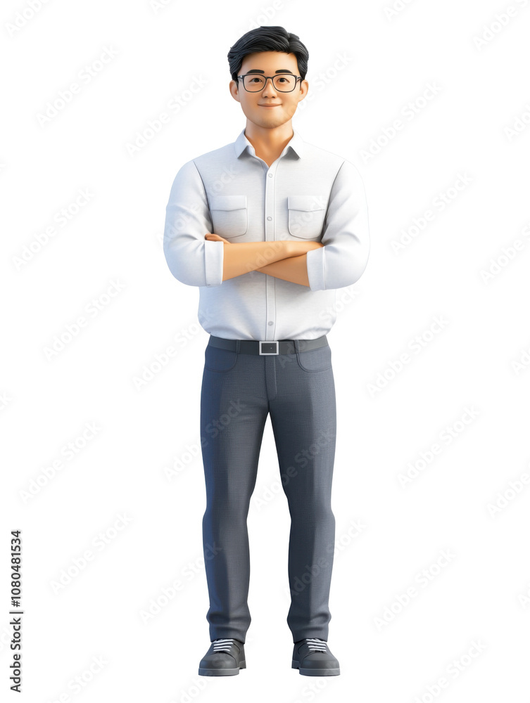 A Confident Young Professional in Casual Wear, Captured in a Thoughtful Pose Perfect for Animated Business Themes and Creative Illustrations A Confident Young Professional in Casual Wear, Captured in a Thoughtful Pose Perfect for Animated Business Themes and Creative Illustrations
