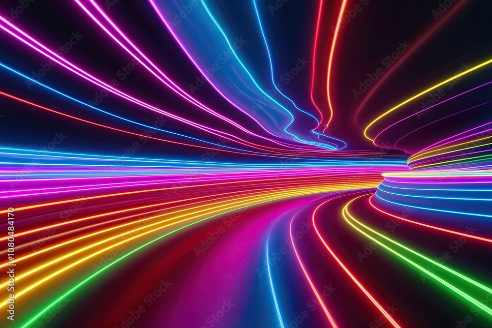 Vibrant 3D Abstract Neon Wave Background with Colorful Visual Effects Vibrant 3D Abstract Neon Wave Background with Colorful Visual Effects