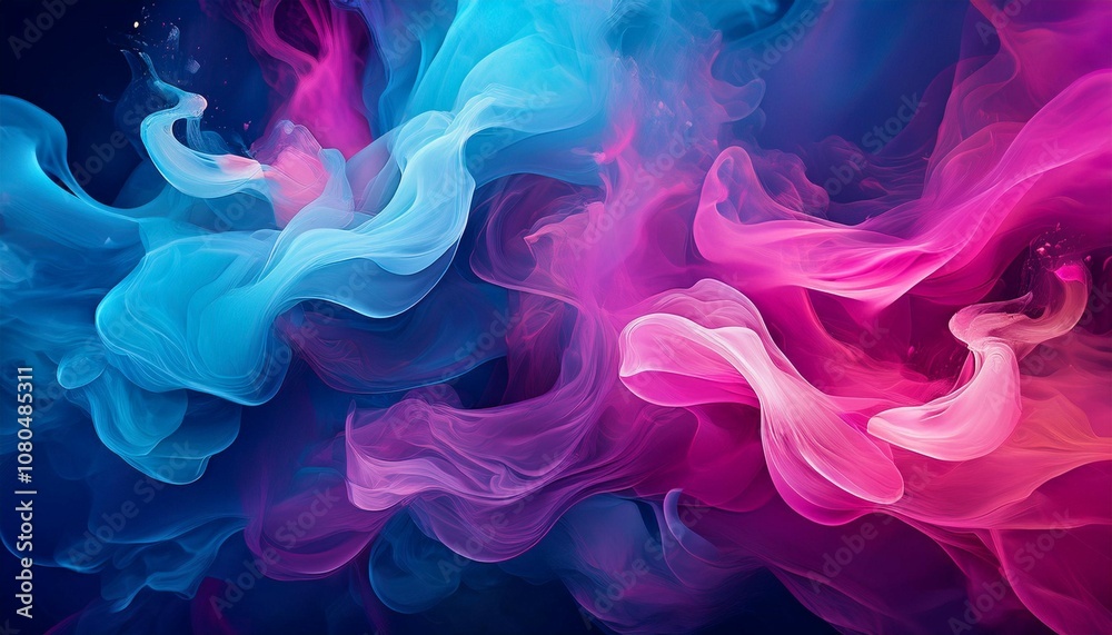 Fototapeta premium colorful blue and pink smoke forming abstract shapes background texture