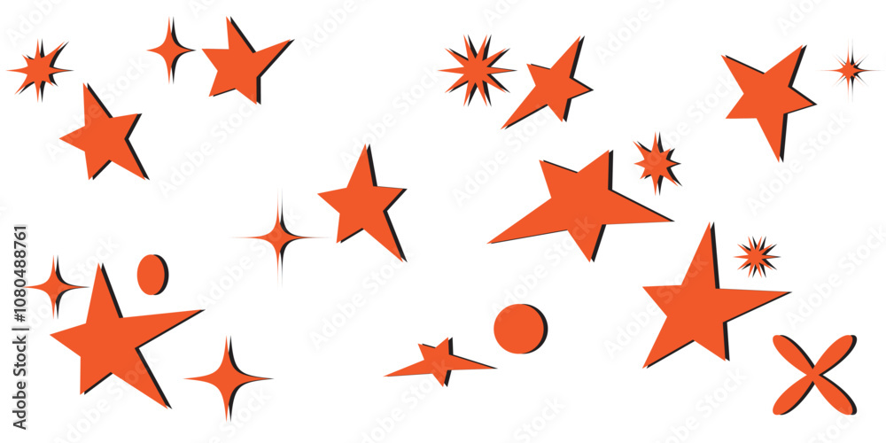 Obraz premium Hand Drawn star Scribble Doodle Sparkling Collection minimalistic grunge set