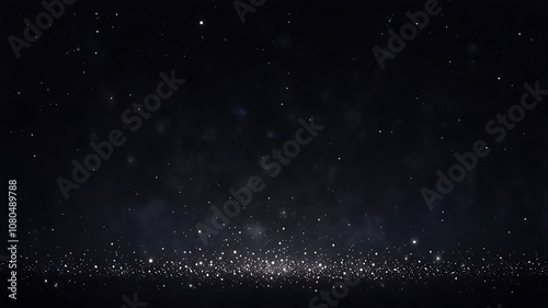 white particle on black background, star bokeh blur dust background