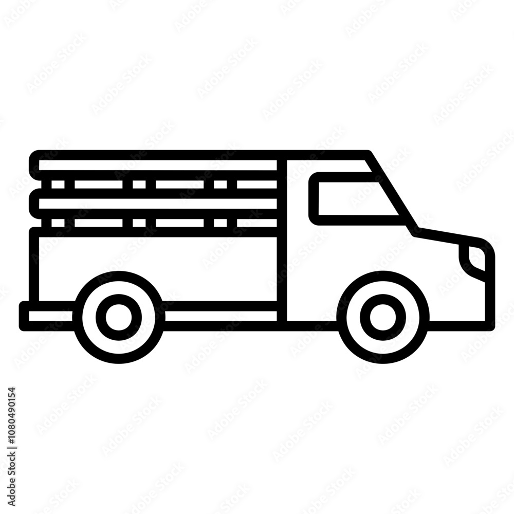 Illustration of Pickup Truck Line Icon Illustration of Pickup Truck Line Icon